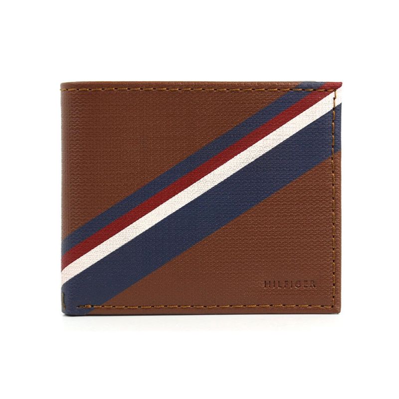 Tommy Hilfiger Men's 31tl130012 Leather Double Billfold Wallet Honey Tan